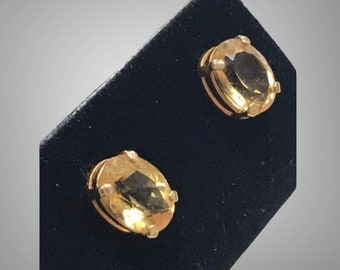 BEAUTIFUL 14K Yellow Gold Oval 2 CTW Citrine Post Stud Earrings