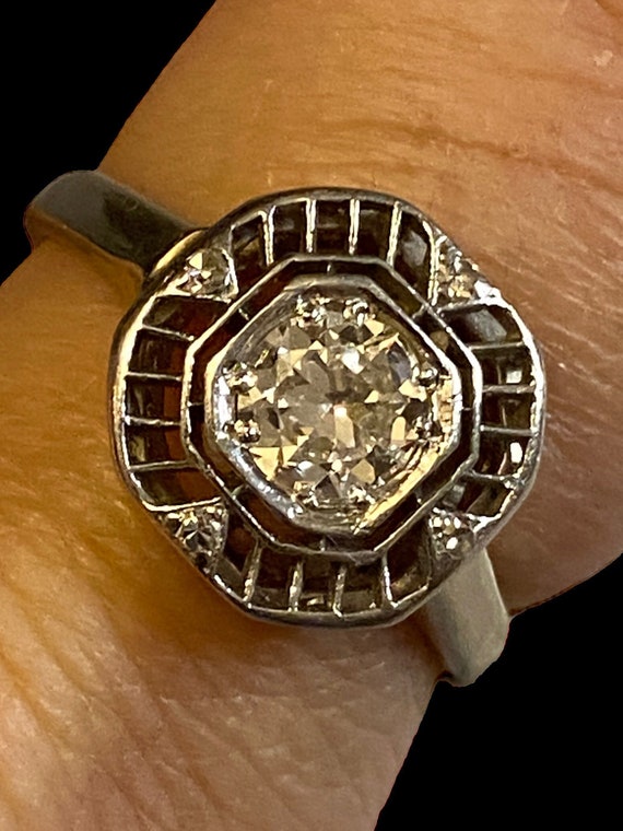 Gorgeous 14K White Gold Victorian Round Diamond E… - image 2