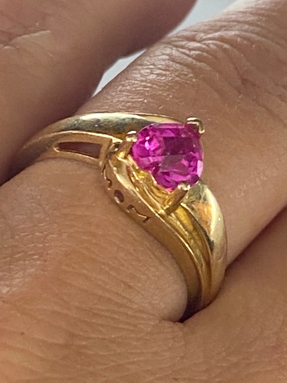 Beautiful Estate 14k Yellow Gold MOM Pink Spinel … - image 5