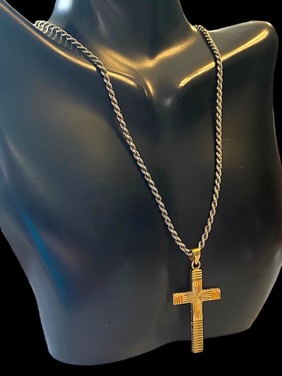 GORGEOUS Custom Vintage 14K Gold Cross Pendant 18… - image 10