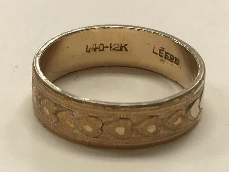 Vintage Leebu 140 12k Gold Filled Wedding Band Ring Size 7.75