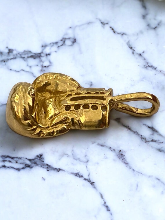 Vintage 14k Yellow Gold Custom BOXING GLOVE Charm… - image 4