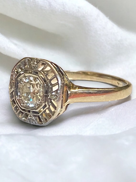 Gorgeous 14K White Gold Victorian Round Diamond E… - image 8