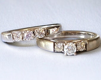 Gorgeous 14k White Gold .70 CTW Diamond Engagement Ring Wedding Band Set!