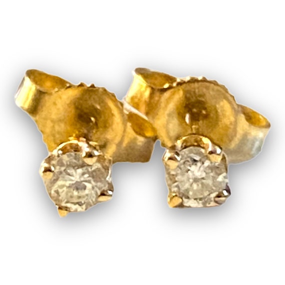 Vintage 14K Yellow Gold .20 CTW Diamond Stud Earr… - image 5