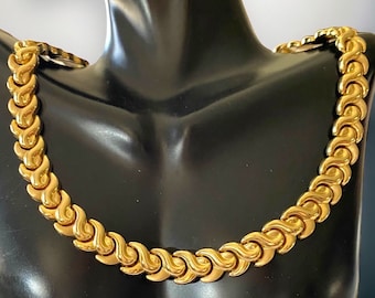 GORGEOUS Estate 11mm Wide 14K Yellow Gold 17" Collar Necklace Great Deal 41.8 Grams!!