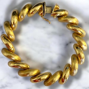 GORGEOUS Estate 14K Yellow Gold 7” Italian SAN MARCO 11mm Wide Bracelet!