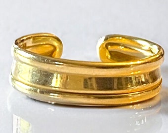 Beautiful Estate 18k Italian Yellow Gold 5mm Wide Adjustable Toe Band Ring!