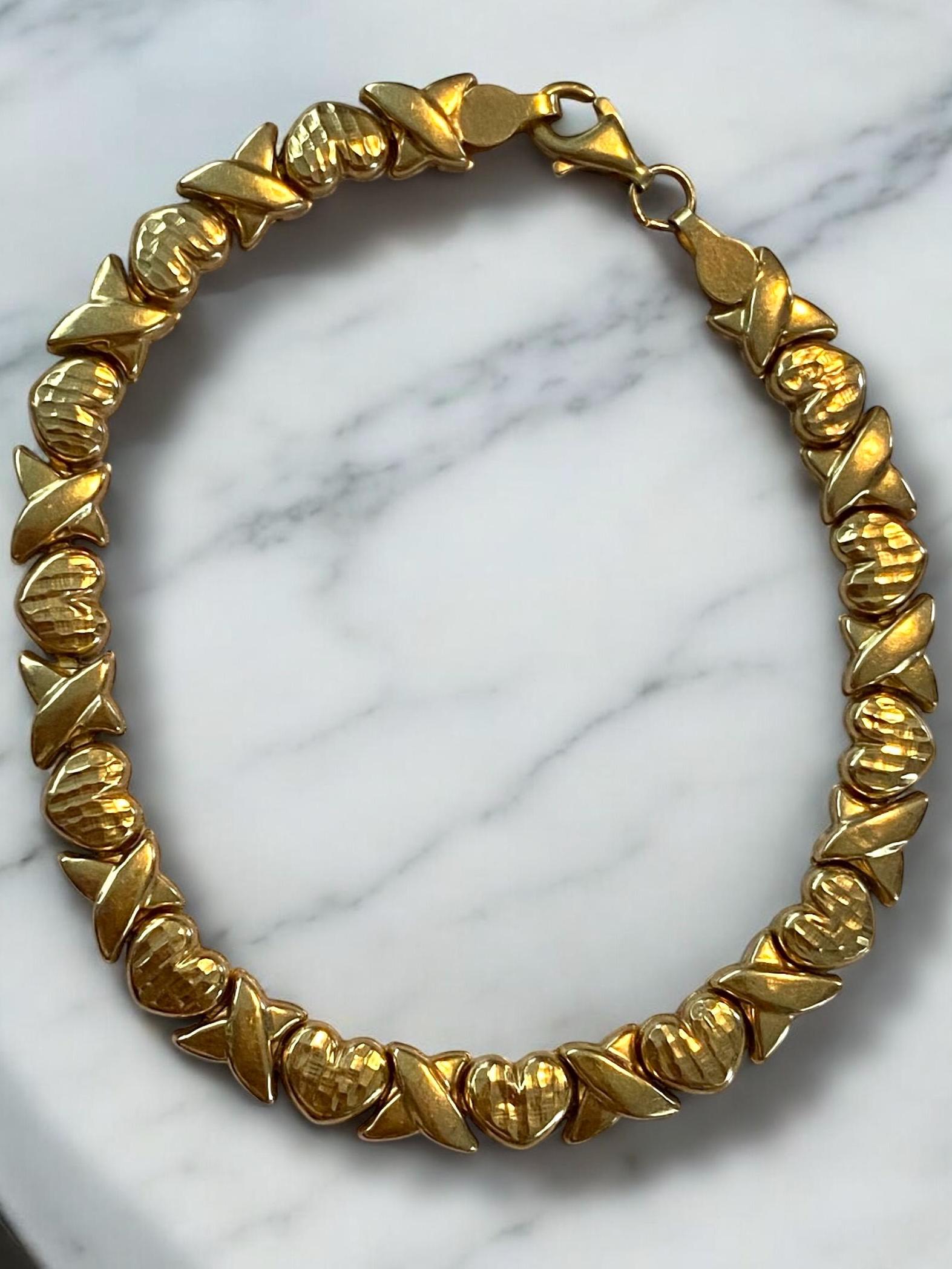 アクセサリー ete k10 yellow gold bracelet Pretty Vintage 10k Yellow Gold 6mm Wide XOXO Link 7” Bracelet! - Etsy
