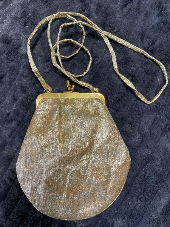 STUNNING Vintage 1950's Small Gold Handbag Purse - image 9