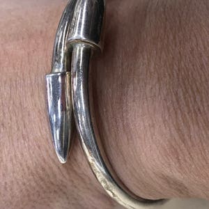 Vintage Modern Nail Pointed Tip Hinged Bangle Bracelet Sterling Silver 925 image 3