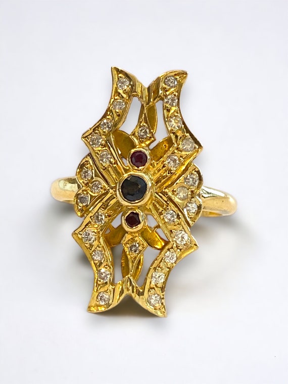 EXQUISITE Royal 18k Yellow Gold Large Diamond Ruby