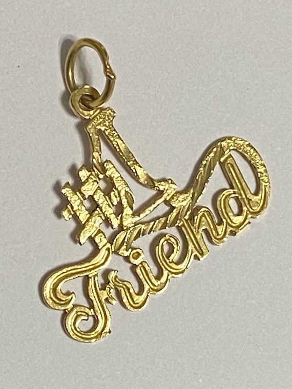 VINTAGE 1980's 14K Yellow Gold "#1 FRIEND" CHARM - image 2