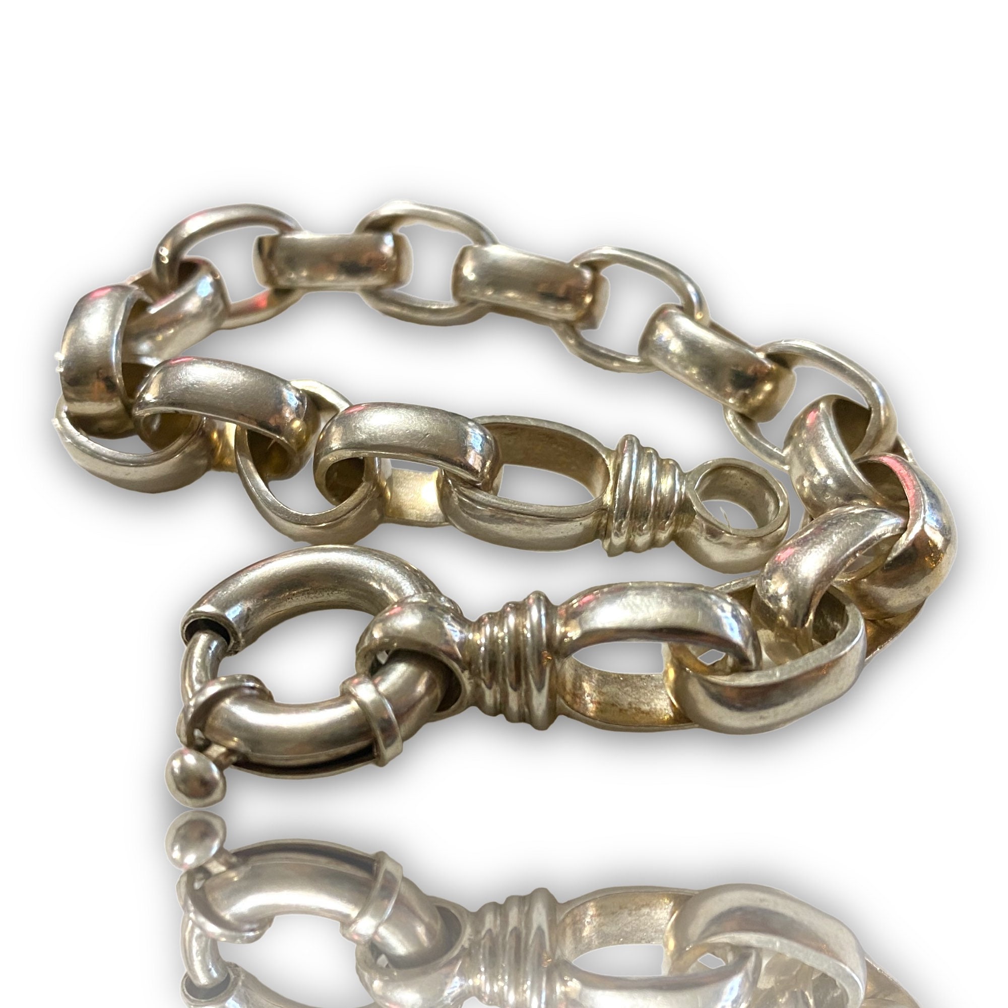 アクセサリー Vintage Silver Toggle Chain Bracelet 925 GORGEOUS Heavy Unisex Sterling Silver Chain Toggle Bracelet