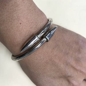 Vintage Modern Nail Pointed Tip Hinged Bangle Bracelet Sterling Silver 925 image 6