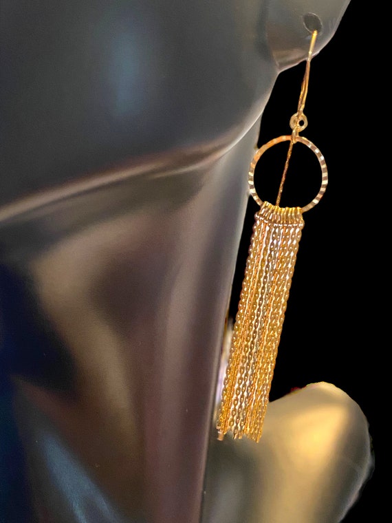 BEAUTIFUL Estate 14k Yellow Gold Circle TASSEL Thr