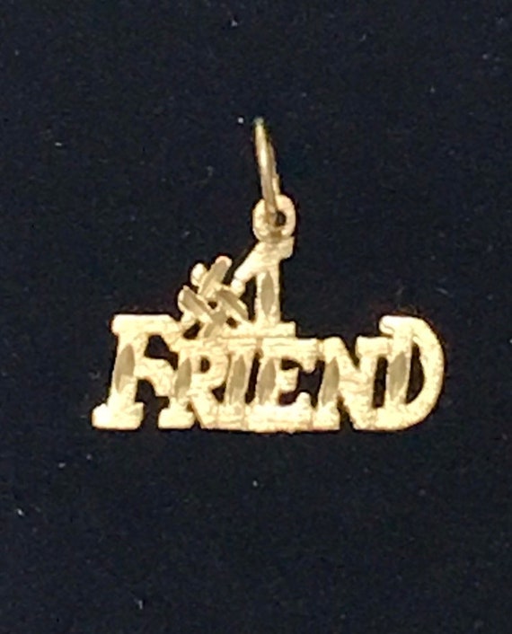 VINTAGE 1980's 14K Yellow Gold "#1 FRIEND" CHARM - image 7