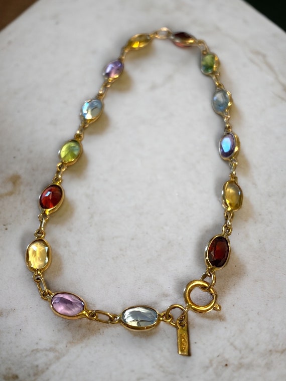 LOVELY Vintage 14K Yellow Gold Multi-Color Gemston