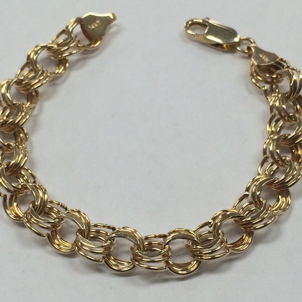 GORGEOUS 14K oro amarillo 6.5 "10mm CHARM BRACELET 9 gramos como nuevo!!