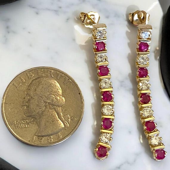 GORGEOUS Custom 14k Yellow Gold 3 CTW Ruby and Di… - image 5