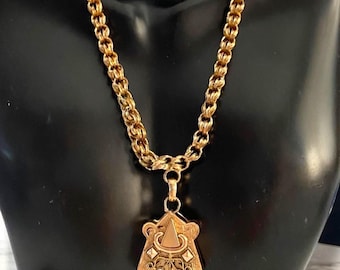Antique Victorian 14k Gold Custom Double Sided Pendant 16.5” 5mm Chain Necklace!