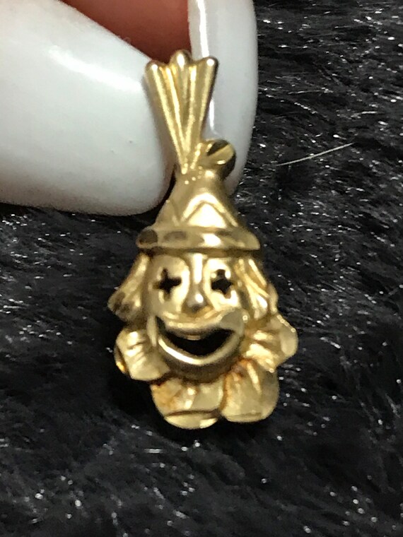 Vintage 14K Yellow Gold Clown Charm Pendant