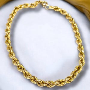 Estate Vintage 14K YELLOW GOLD 5mm Wide Rope Chain 8.25” Bracelet!
