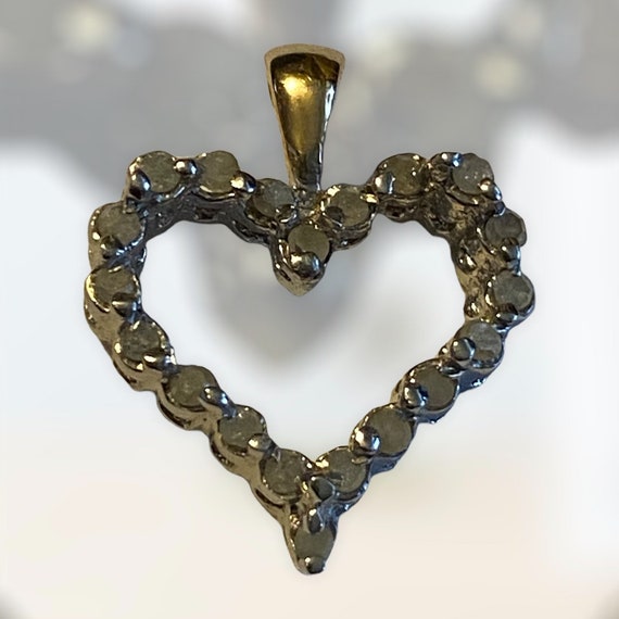 Beautiful Estate 10k Two Tone Gold Diamond Heart … - image 8