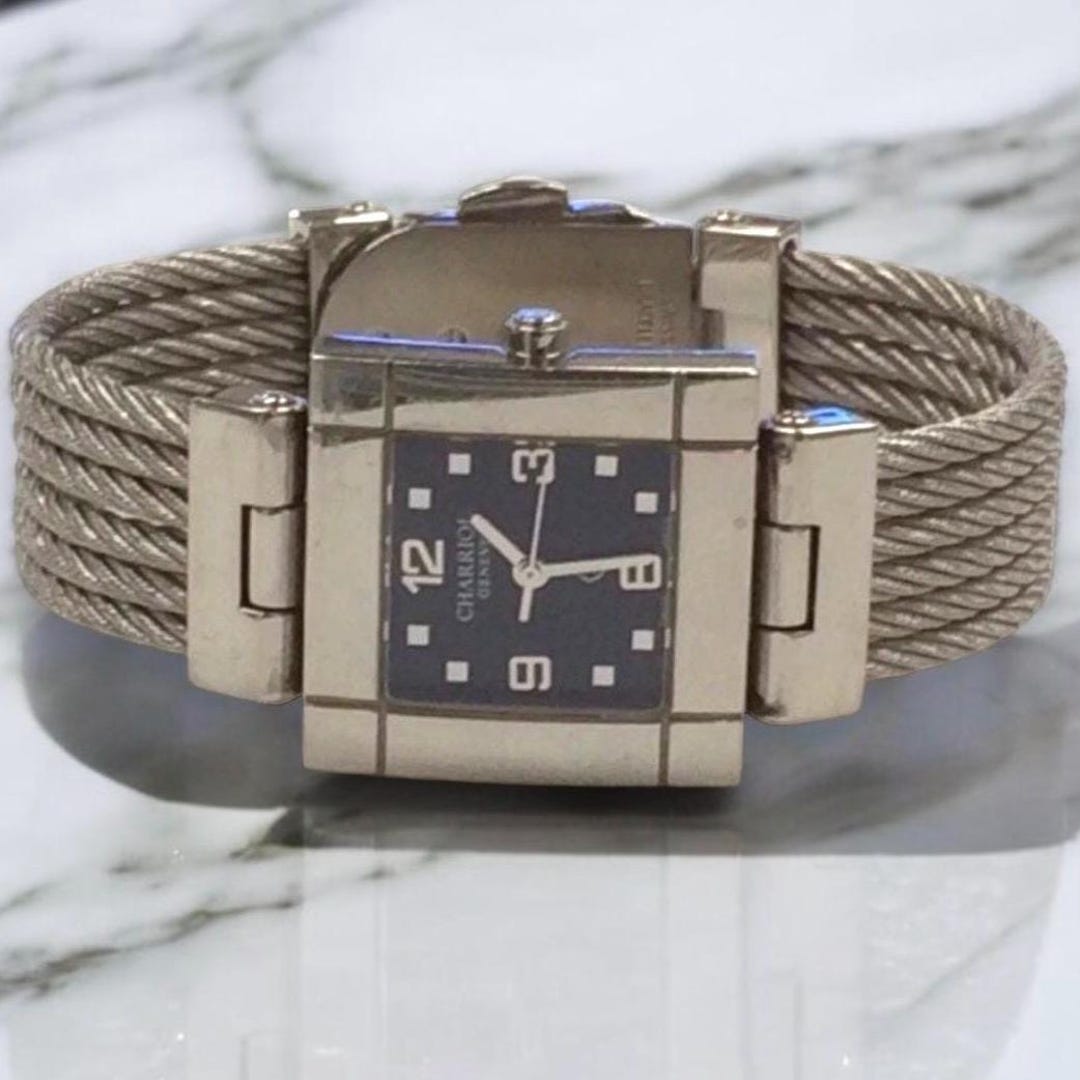 G*p様 CHARRIOL GENEVA ブレスレットウォッチ Authentic Women's Vintage Charriol Geneve Stainless Steel Cable