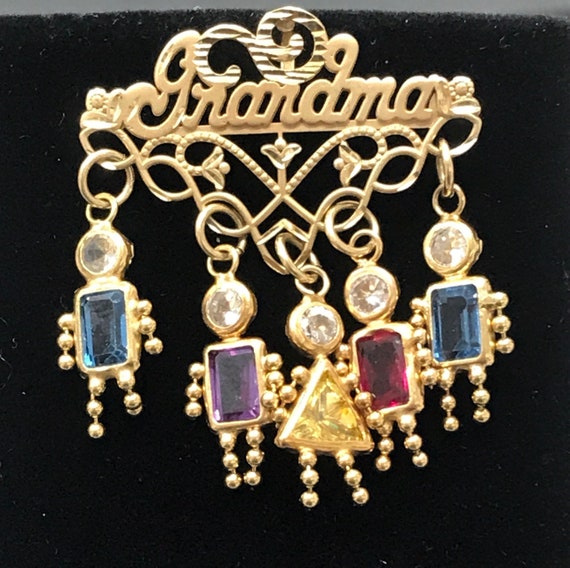 VINTAGE 14K Yellow Gold "GRANDMA" CHARM with Dang… - image 2