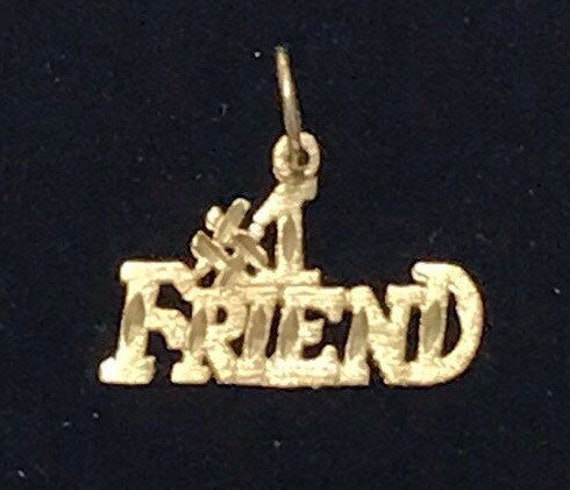 VINTAGE 1980's 14K Yellow Gold "#1 FRIEND" CHARM - image 4