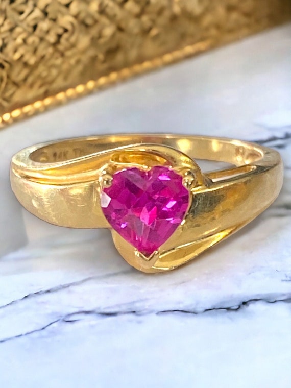 Beautiful Estate 14k Yellow Gold MOM Pink Spinel … - image 1