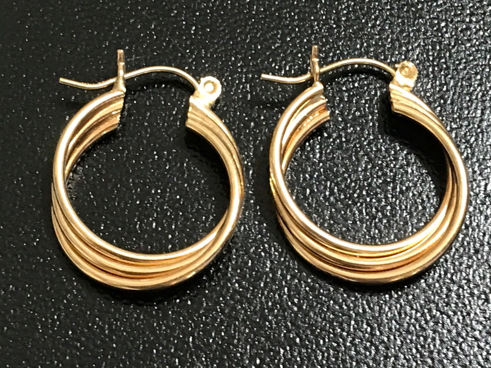 Vintage 14K Yellow Gold TRIPLE Hoop Earrings 2.9 Grams - Etsy