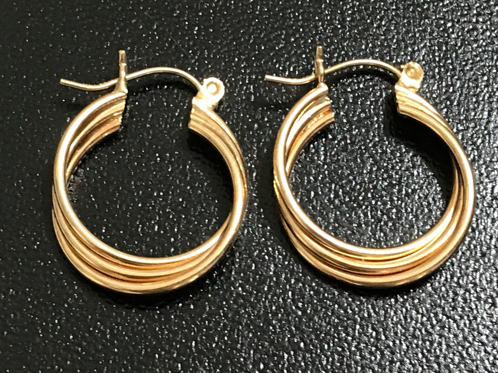 Vintage 14K Yellow Gold TRIPLE Hoop Earrings 2.9 Grams Etsy