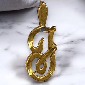 Estate Vintage 14K Yellow Gold Cursive Initial “F” Charm Pendant