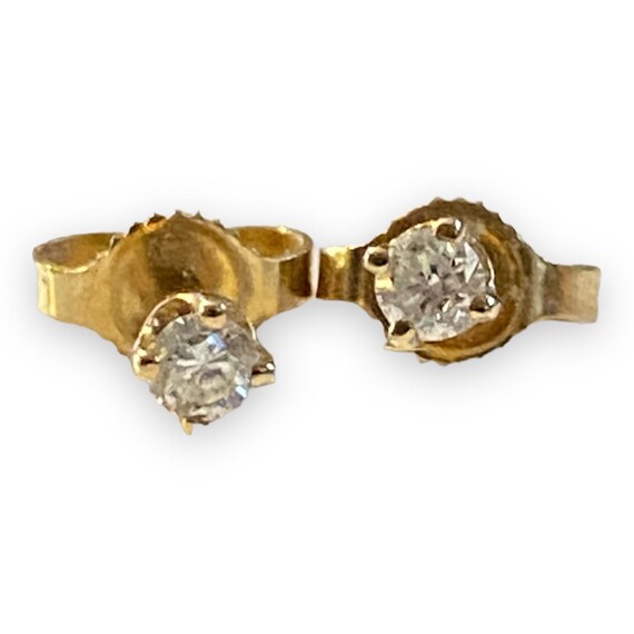 Vintage 14K Yellow Gold .20 CTW Diamond Stud Earr… - image 3