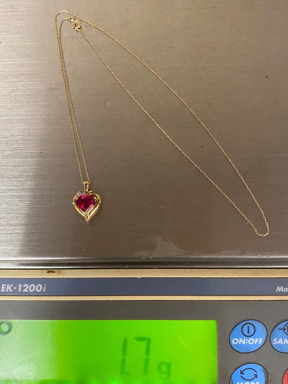 VINTAGE 10K Yellow Gold Ruby and Diamond Heart 18… - image 10