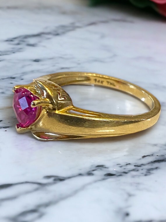 Beautiful Estate 14k Yellow Gold MOM Pink Spinel … - image 4