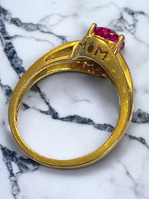 Beautiful Estate 14k Yellow Gold MOM Pink Spinel … - image 8