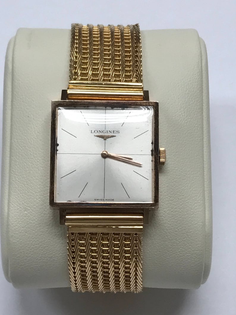 Vintage LONGINES Solid 18K Gold Mesh Bracelet Automatic Watch | Etsy