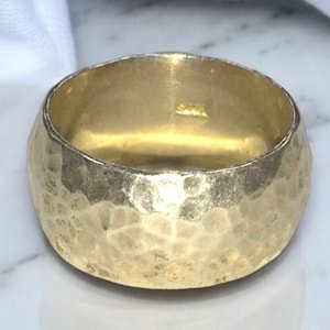 VINTAGE Hammered Sterling Silver 11mm Wide Band Ring Size 9.25 Israel