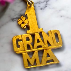 VINTAGE 14K Solid Yellow Gold “#1 Grandma” CHARM Pendant!