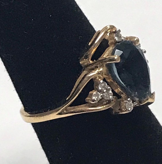 Gorgeous 14K Yellow Gold Pear Shape BLUE TOPAZ an… - image 3