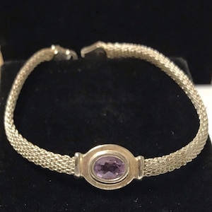 Estate Sterling Silver 925 Amethyst Bracelet