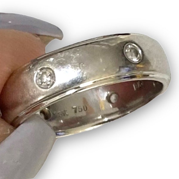 GORGEOUS Solid 18k White Gold GYPSY .42CTW-6 Diamond Love Eternity Band Ring Size 7.5
