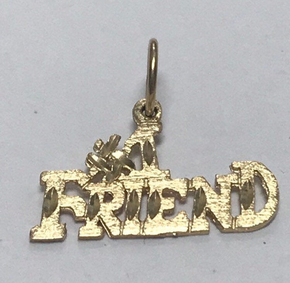 VINTAGE 1980's 14K Yellow Gold "#1 FRIEND" CHARM - image 2