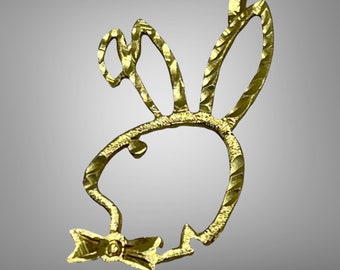 14k Gold Playboy Bunny Pendant - Etsy