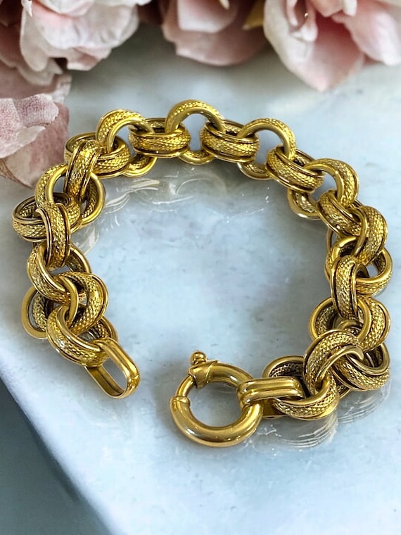 Vintage Estate 14k Italian Gold 1/2” Wide Textured