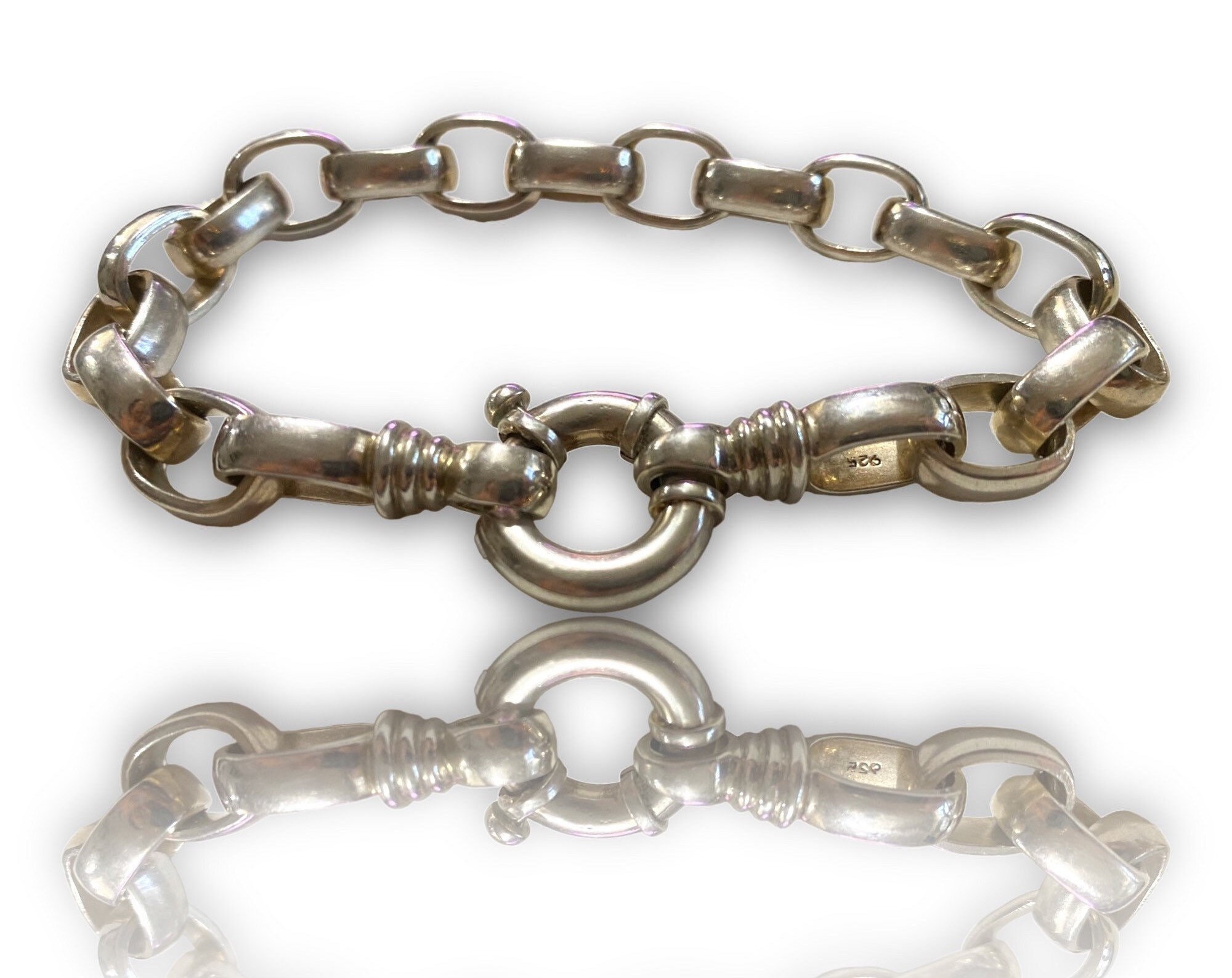 GORGEOUS Heavy Unisex Sterling Silver Chain Toggle Bracelet