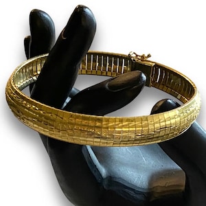 Vintage Italian 10k Yellow Gold 11mm Wide OMEGA Fancy Link 7.75” Bracelet!!